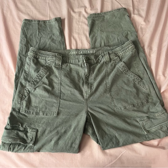 American Eagle Outfitters Pants - American Eagle Green Cargo Pants High Waisted Stretch